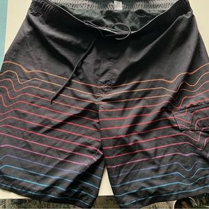 Mens 3XL MULTI COLOR RAINBOW STRIPE SWIM TRUNKS